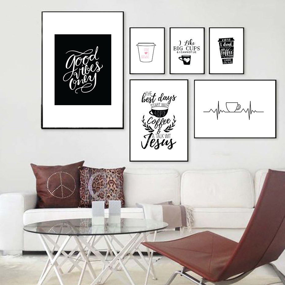 Home Decor Quotes On Wall - Modern Coffee Quote Posters Prints Colorful