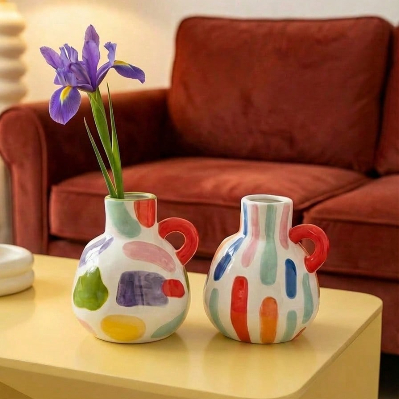 Home Decor Dopamine - Modern Geometric Ceramic Vase Luxury Home