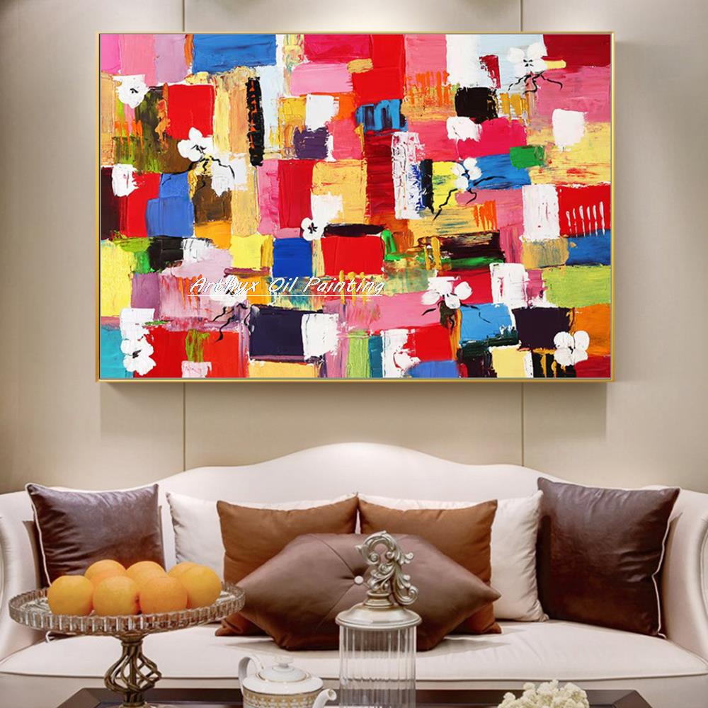 Home Decor Color Palettes - Arthyx，Handmade Palette Knife Geometric Color Block