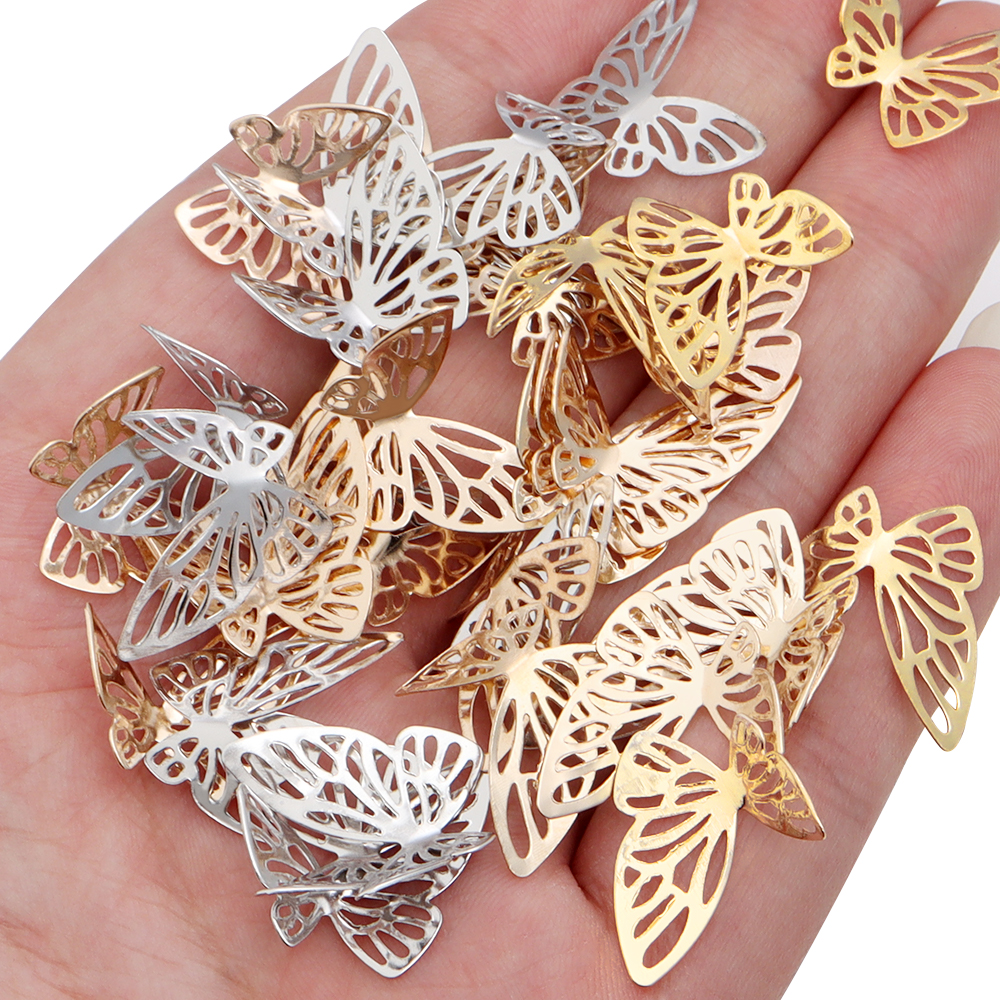 Home Decor Manufacturers - 50-100pcs/lot 19x17mm Metal Iron Hollow Butterfly