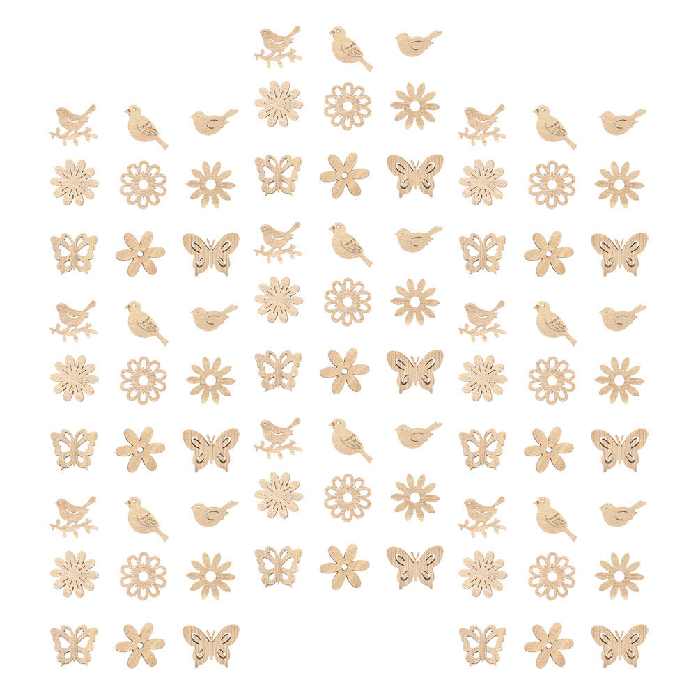 Home Decor Color Palettes - 300Pcs Vintage Wooden Flower Bird Cutouts