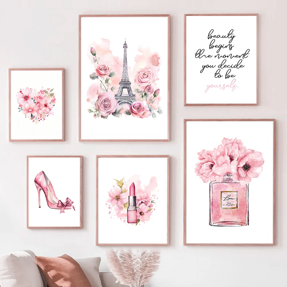 Paris Fashion Art Poster Pink  - đánh giá và giá Home Decor Japandi