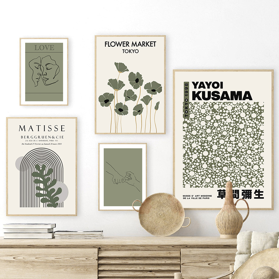 Sage Green Yayoi Kusama Matiss - đánh giá và giá Home Decor Japandi