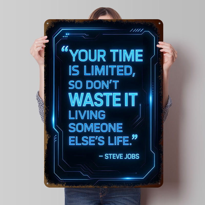 Steve Jobs Quote on Time Metal - đánh giá và giá Home Decor Quotes On Wall