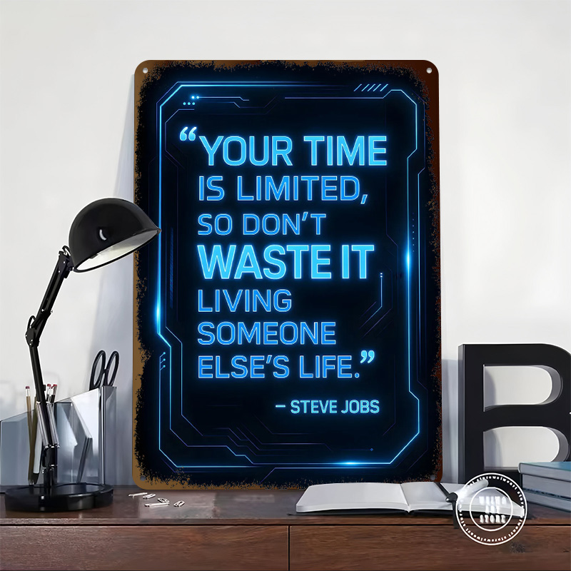 Steve Jobs Quote on Time Metal - đánh giá và giá Home Decor Quotes On Wall