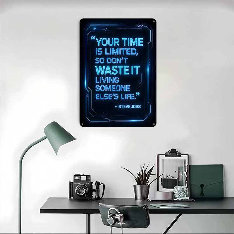 Steve Jobs Quote on Time Metal - đánh giá và giá Home Decor Quotes On Wall