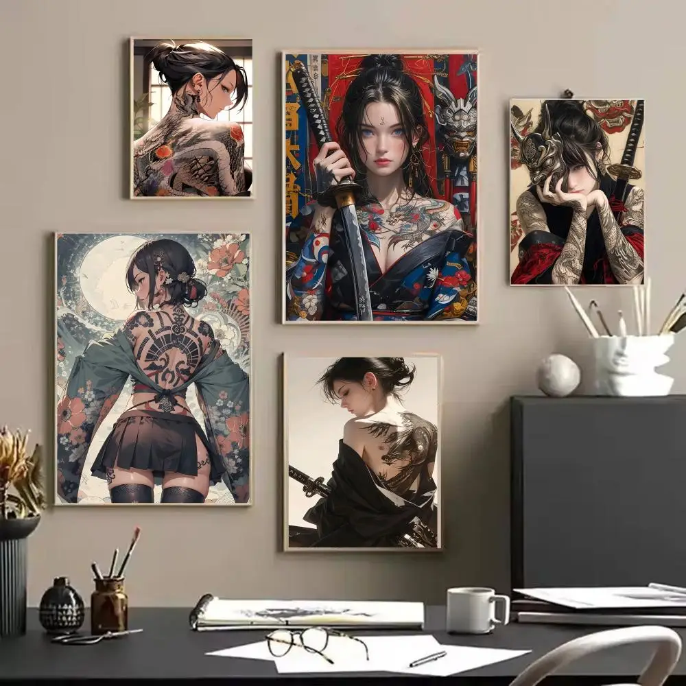 Sexy Japanese samurai painting - đánh giá và giá Home Decor Japandi